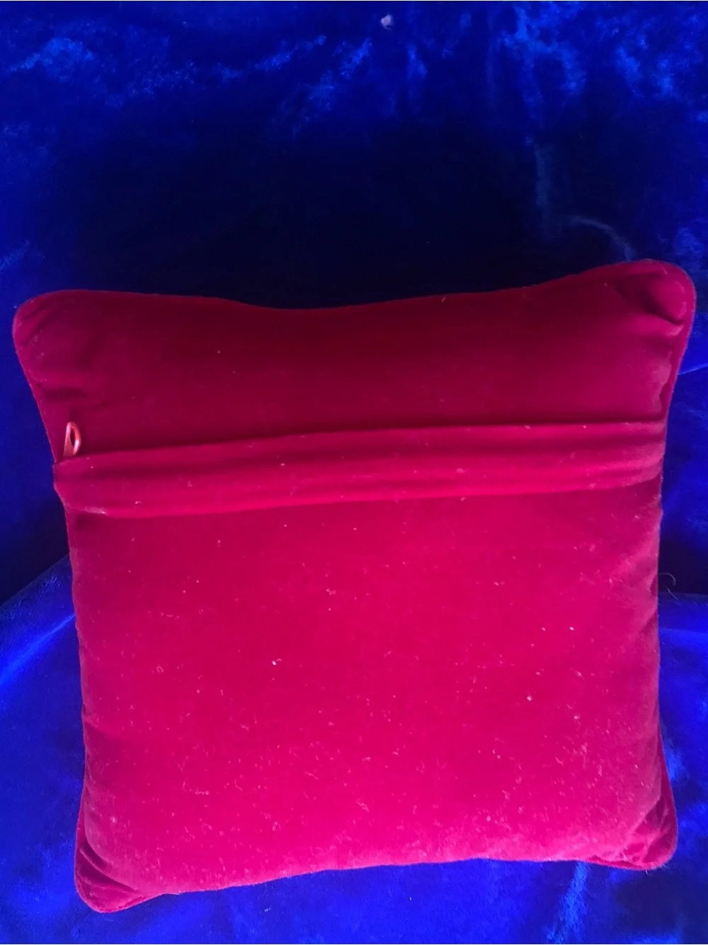 Old Fashioned Needlepoint Christmas Tree Pillow w/Red Velvet Zippered Back